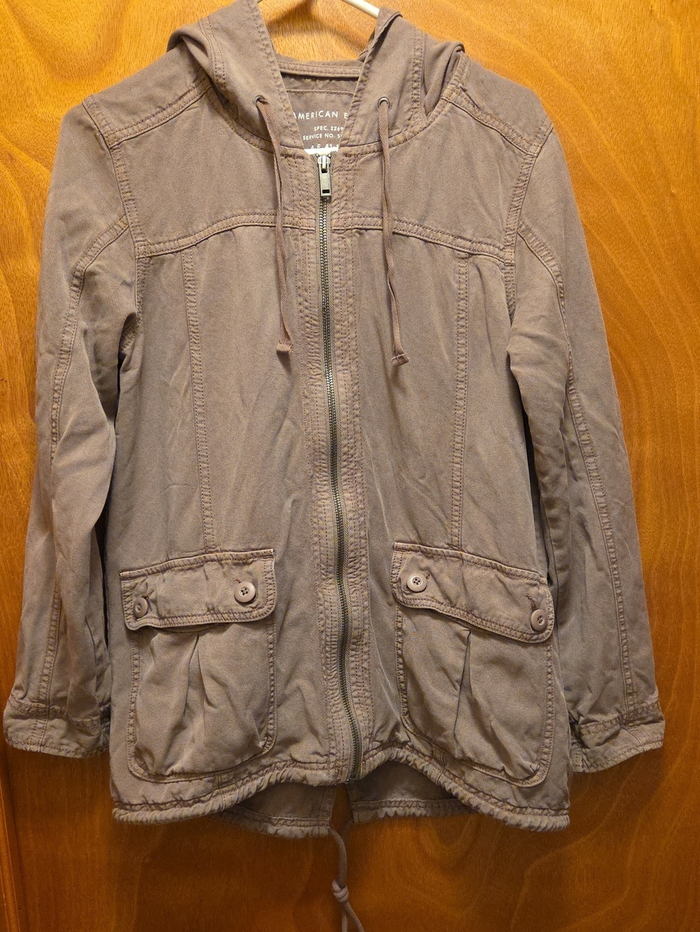 American Eagle Outfitters Hooded Utility Jacket in Brown-Mauve Color